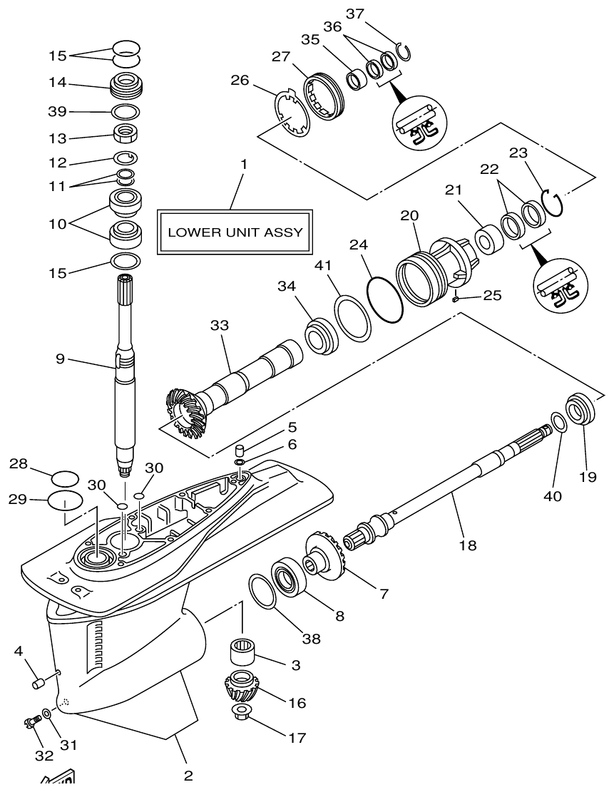 Yamaha DE DHT D(6U51) LOWER CASING & DRIVE 1 parts diagram